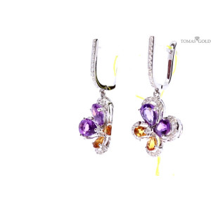 Золотые серьги с драгоценными камнями