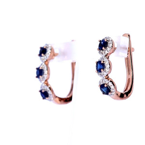 Золотые серьги с сапфиром