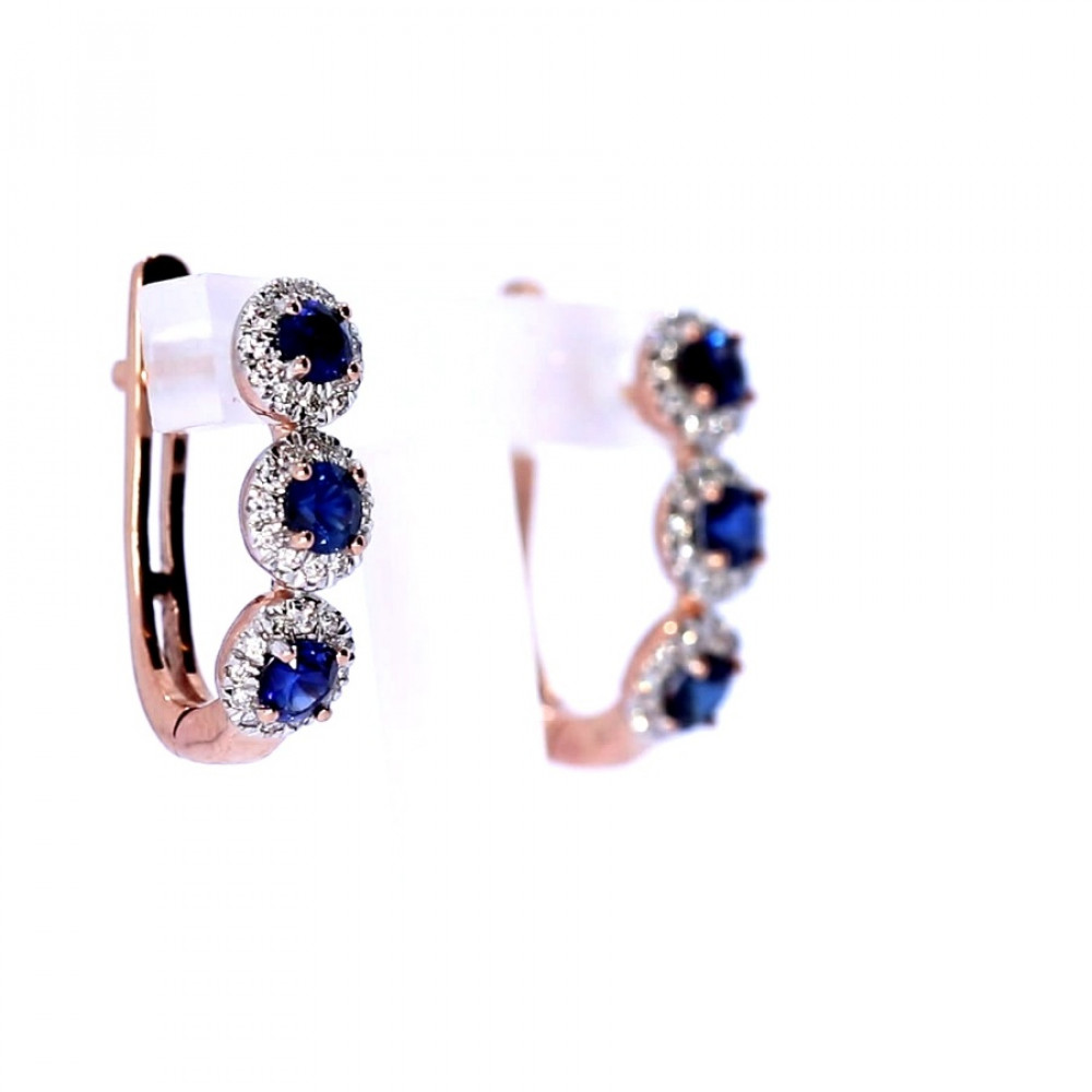 Золотые серьги с сапфиром