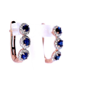 Золотые серьги с сапфиром