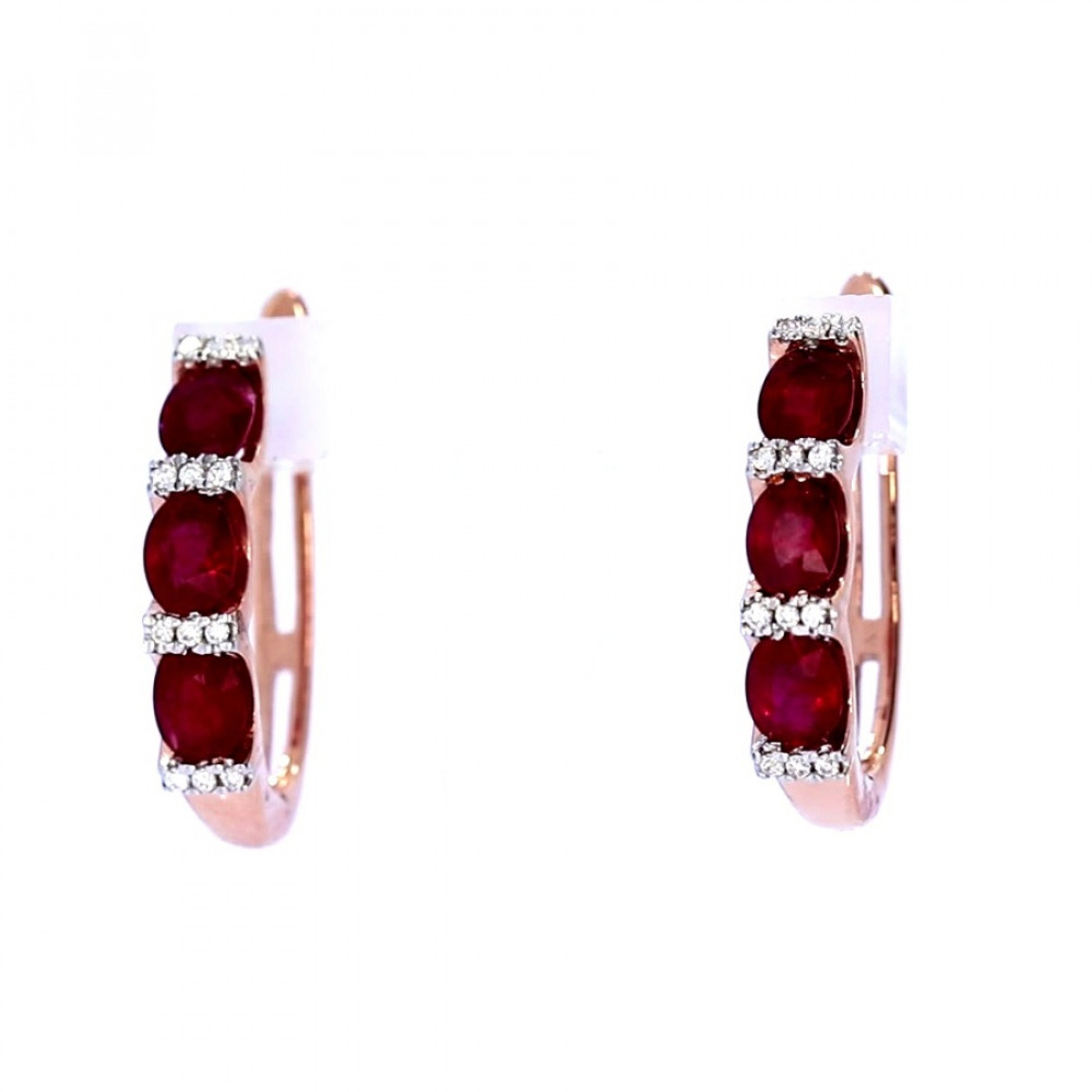 Auksiniai auskarai su rubinu