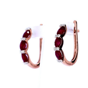 Auksiniai auskarai su rubinu