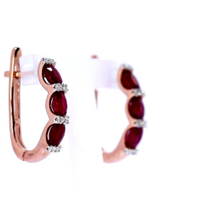 Auksiniai auskarai su rubinu