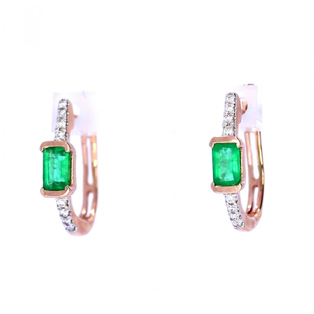 Золотые серьги с изумрудом