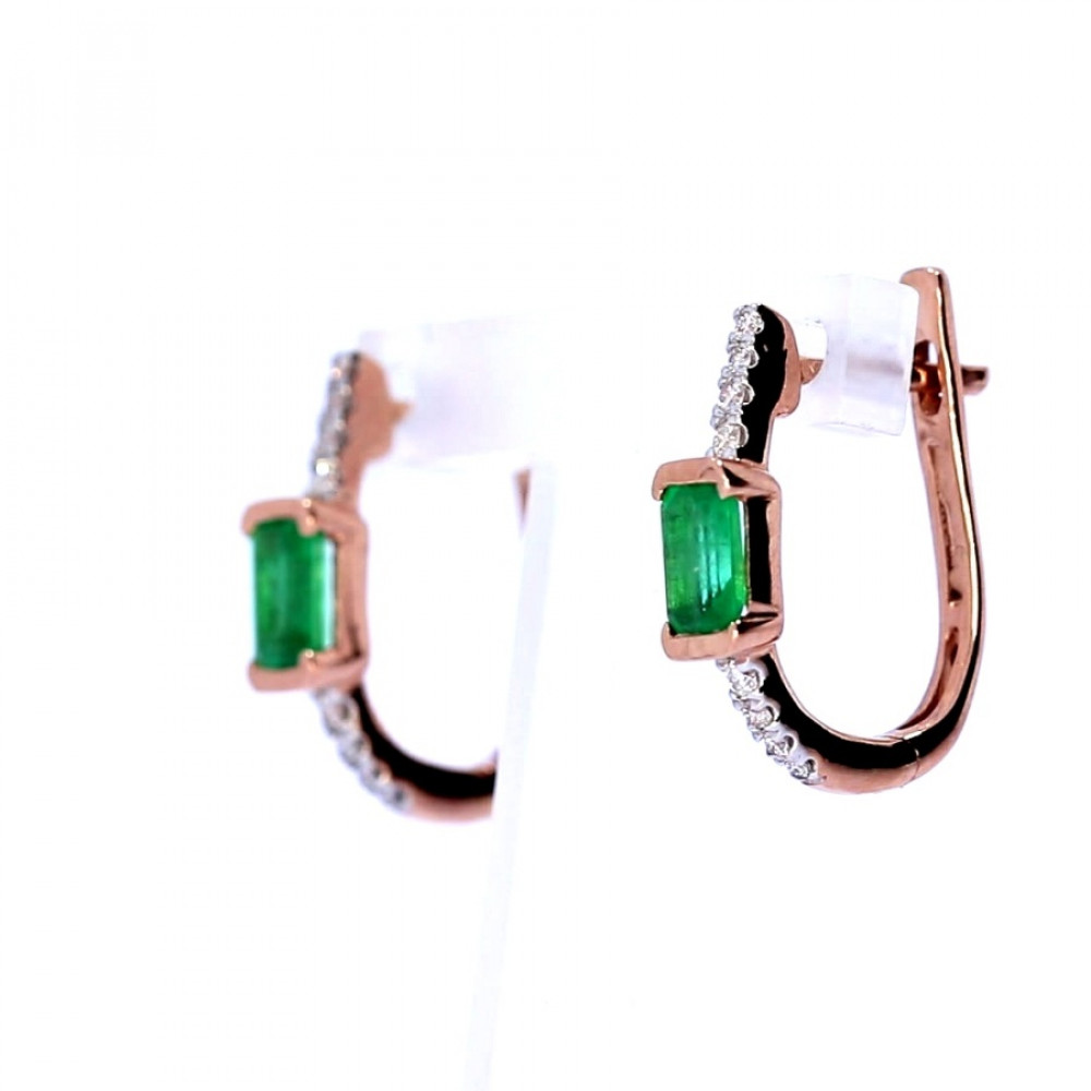 Золотые серьги с изумрудом