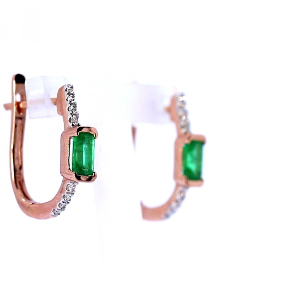 Золотые серьги с изумрудом