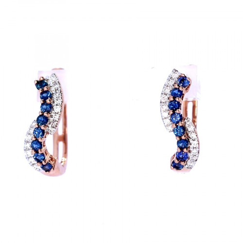 Gold earrings with sapphire