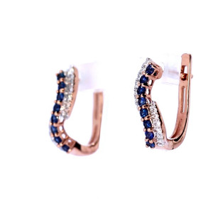 Gold earrings with sapphire