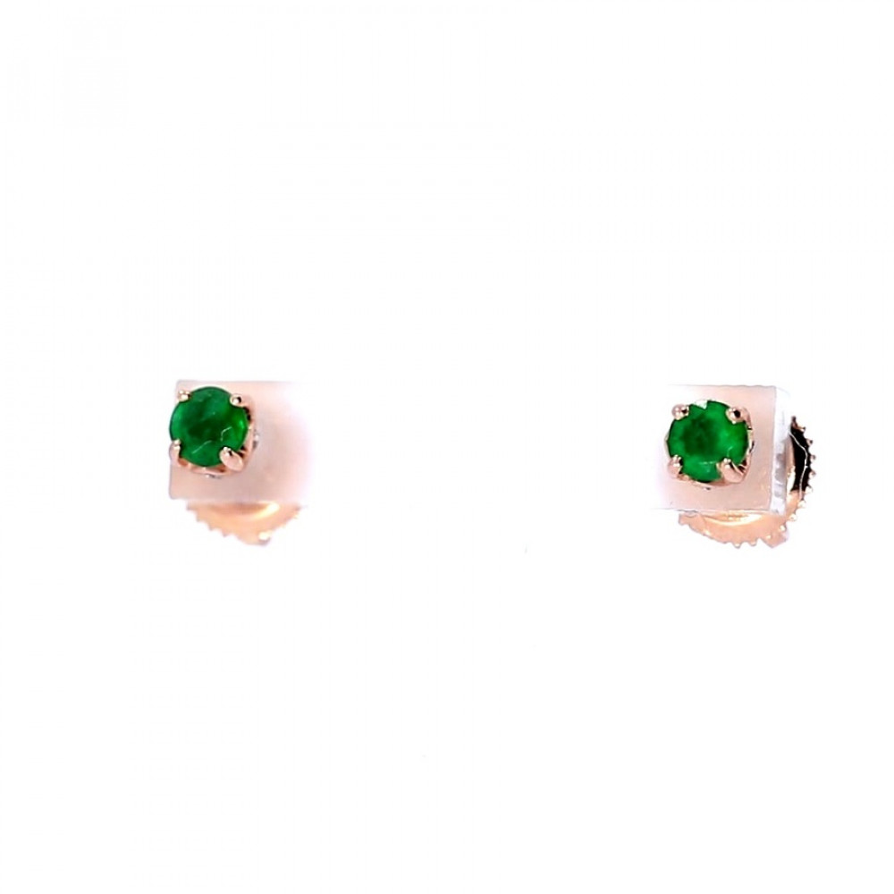 Gold earrings with emerald