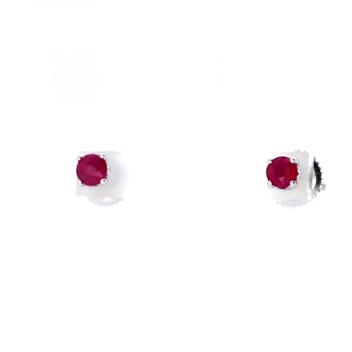 Gold earrings with a ruby