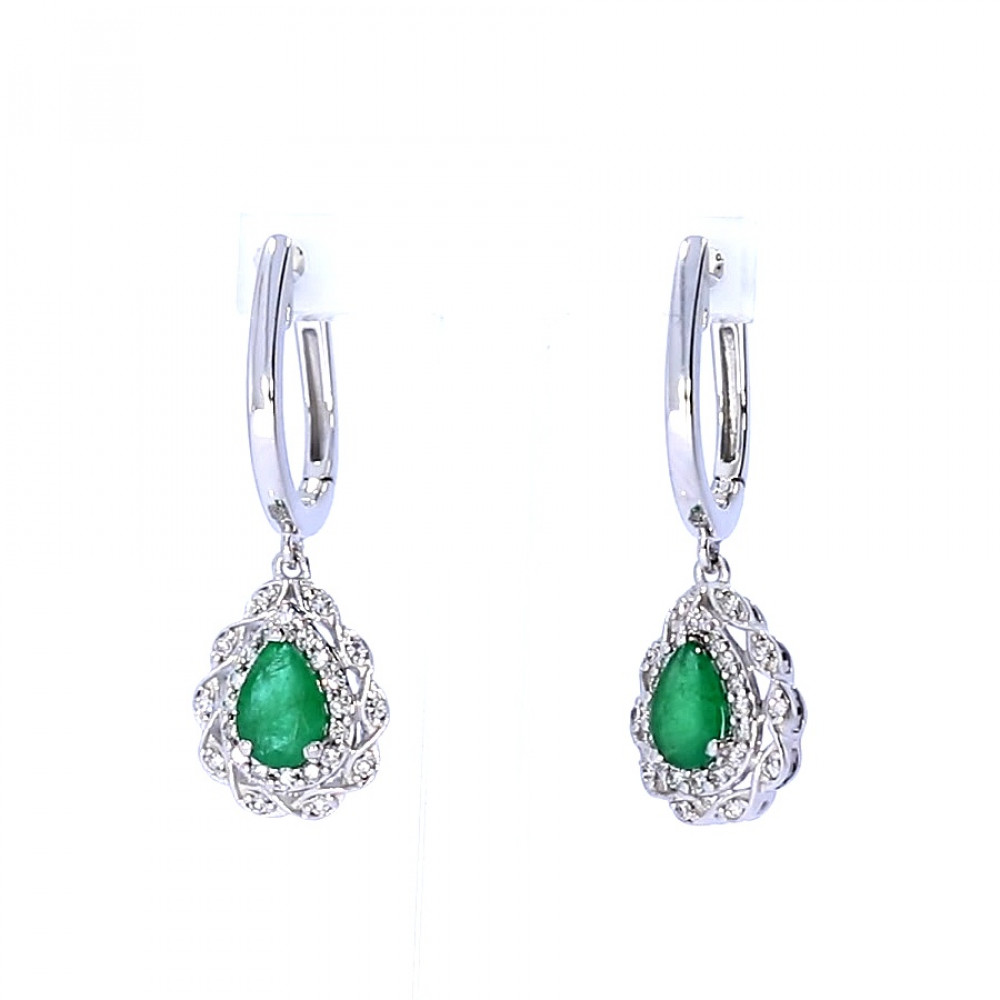Gold earrings with emerald