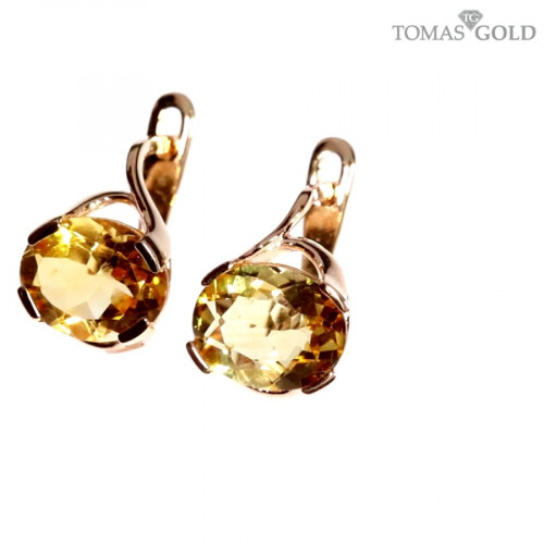 Золотые серьги с цитрином