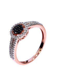 Auksinis žiedas su juoduoju deimantu