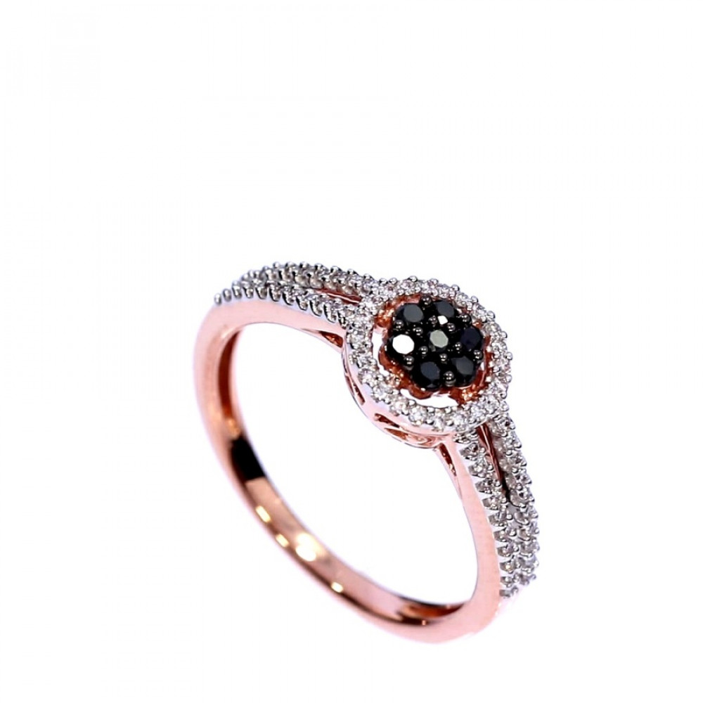 Auksinis žiedas su juoduoju deimantu