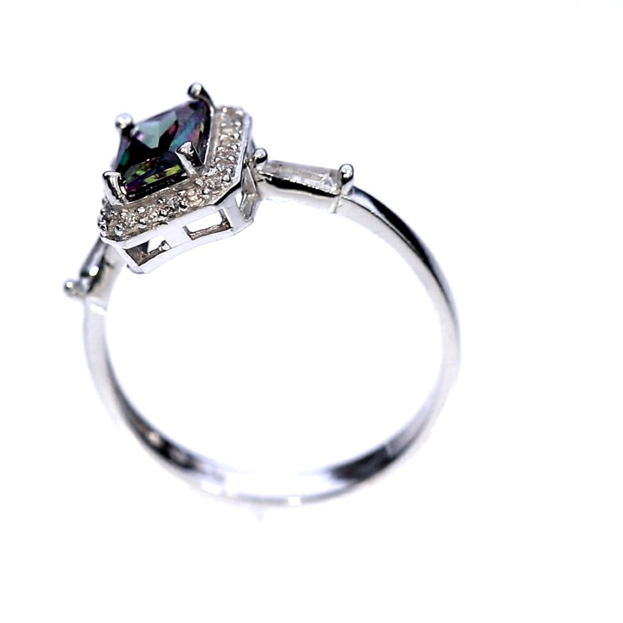 Silver ring with mystic quartz