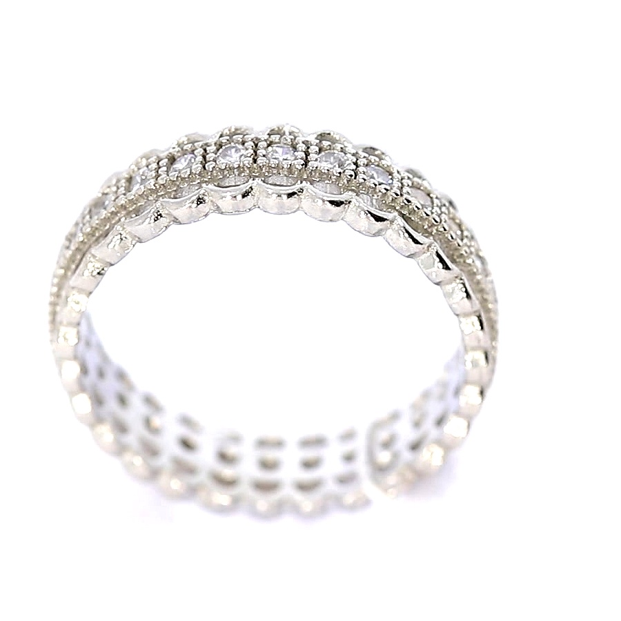 Silver ring with zircon