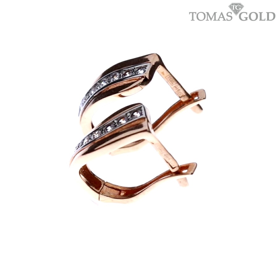 Gold earrings with zircon